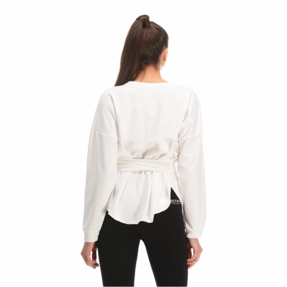 Zara lightweight sweatshirt with attached belt- wrap around-white-size M US - Picture 1 of 14